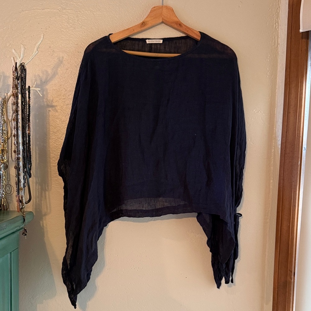 Eileen Fisher Linen Asymmetrical Top/Poncho